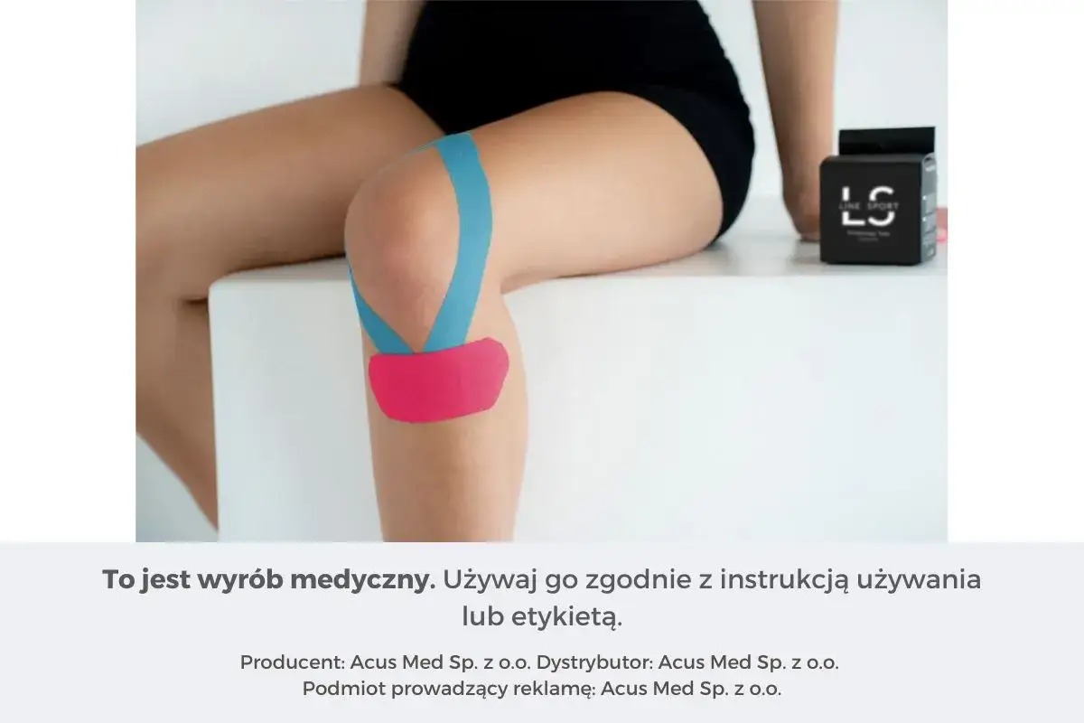 Kolorowe plastry na kolanie, wsparcie dla stawów. Opakowanie żelu na stawy Line Sport.